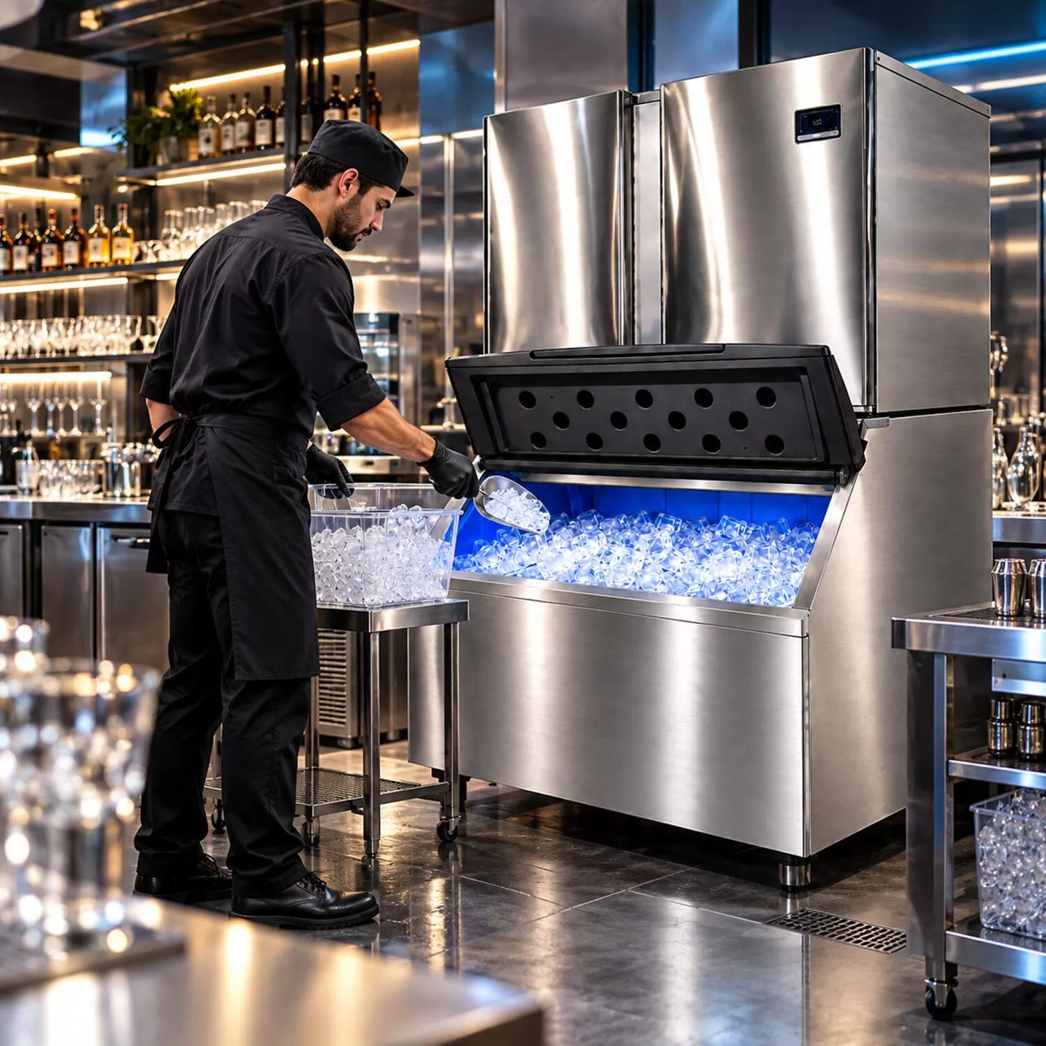 Máquina de Gelo 1500kg/dia 500 Litros Reservatório Inox 380v Tipo Cubo - Nagano